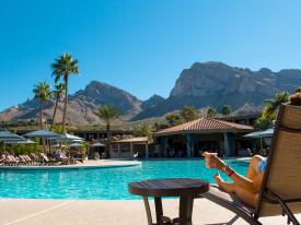 Relaxing by the pool at a Tucson, Arizona, resort