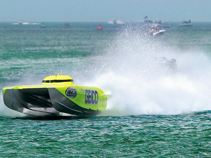 A speedboat competing at the Clearwater Super Boat National Championship A speedboat competing at the Clearwater Super Boat National Championship