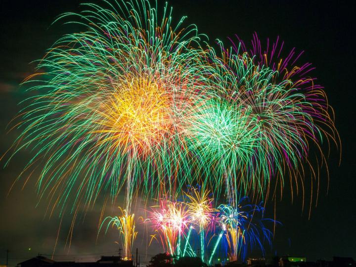 The sky lights up with fireworks during the annual Jones Beach Fourth of July celebration The sky lights up with fireworks during the annual Jones Beach Fourth of July celebration