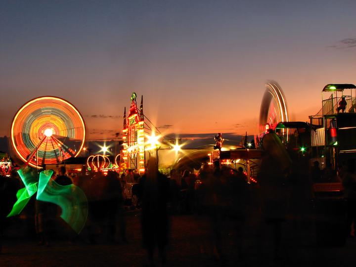 Illuminated rides at the Olmsted County Fair