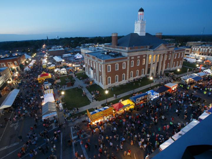 Aerial view of Santa-Cali-Gon Days event Aerial view of Santa-Cali-Gon Days event