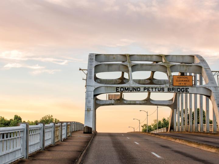 Edmund Pettus Bridge, site of the annual Bridge Crossing Jubilee in Selma Edmund Pettus Bridge, site of the annual Bridge Crossing Jubilee in Selma