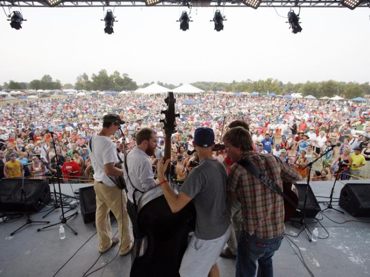 Live bluegrass music performance during ROMP festival in Owensboro, Kentucky Live bluegrass music performance during ROMP festival in Owensboro, Kentucky