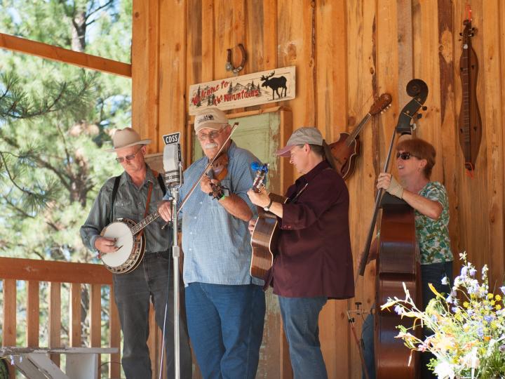 Outdoor performance during the Hard Times Bluegrass Festival in Hamilton, Montana Outdoor performance during the Hard Times Bluegrass Festival in Hamilton, Montana
