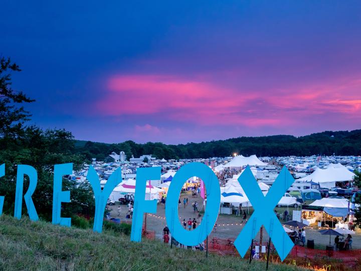 Sunset scene at the Grey Fox Bluegrass Festival in Oak Hill, New York Sunset scene at the Grey Fox Bluegrass Festival in Oak Hill, New York