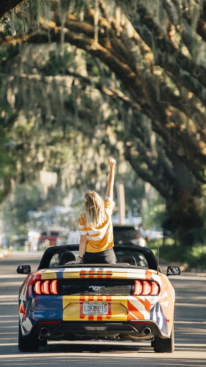 Driving down a canopy road on the Eastern coast of Florida