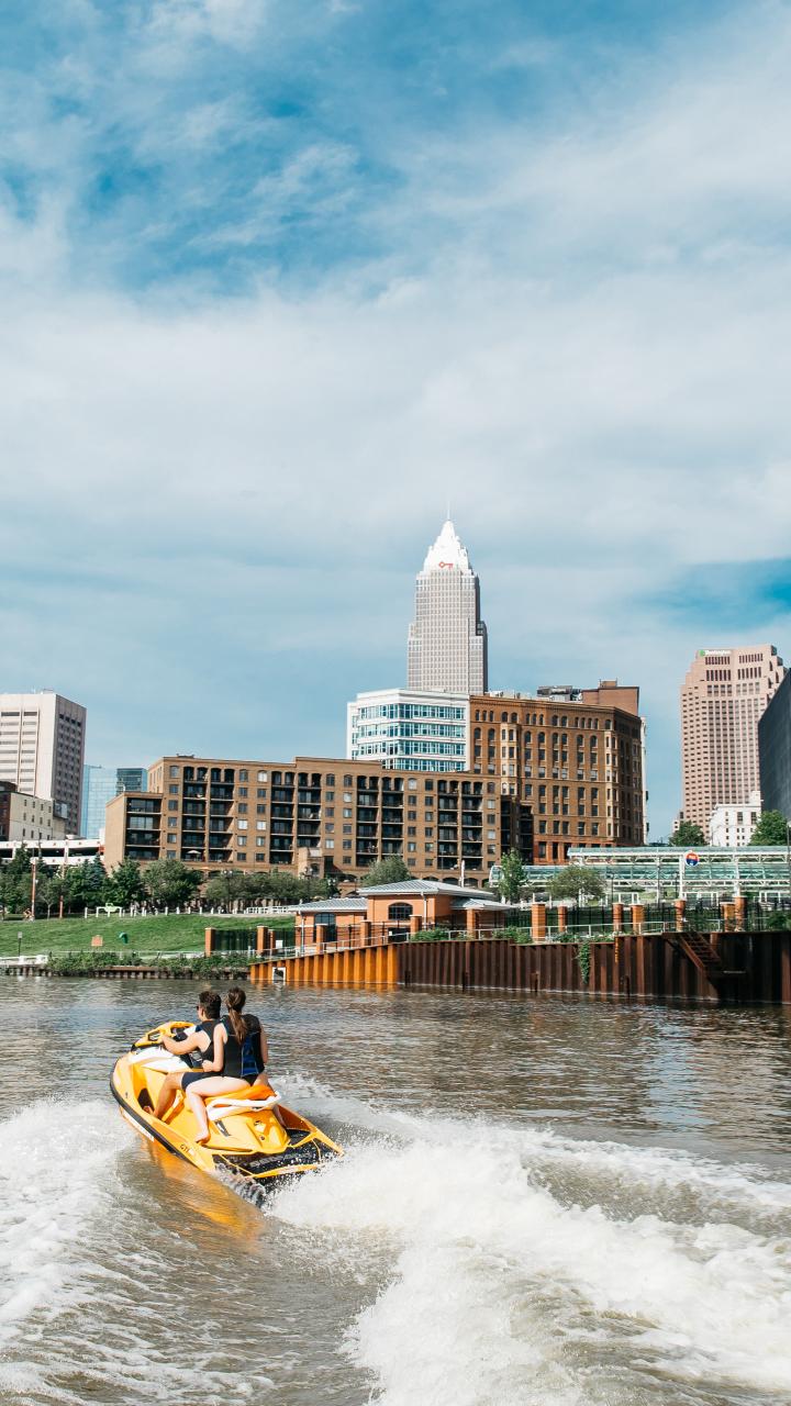 Jet-skiing on Lake Erie in Cleveland, Ohio