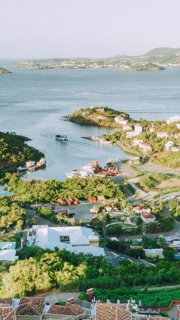 Aerial view of St. Thomas in the U.S. Virgin Islands