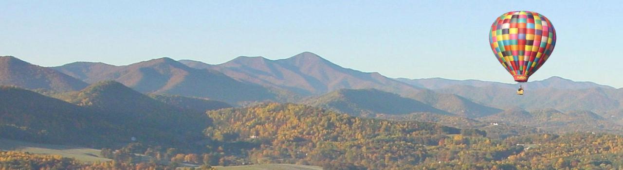 Hot air balloon over Asheville, North Carolina Hot air balloon over Asheville, North Carolina