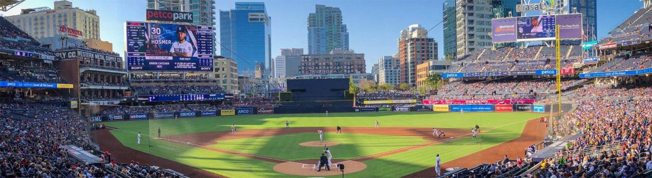 Watching a Major League Baseball game in Petco Park, home of the San Diego Padres in San Diego, California Watching a Major League Baseball game in Petco Park, home of the San Diego Padres in San Diego, California