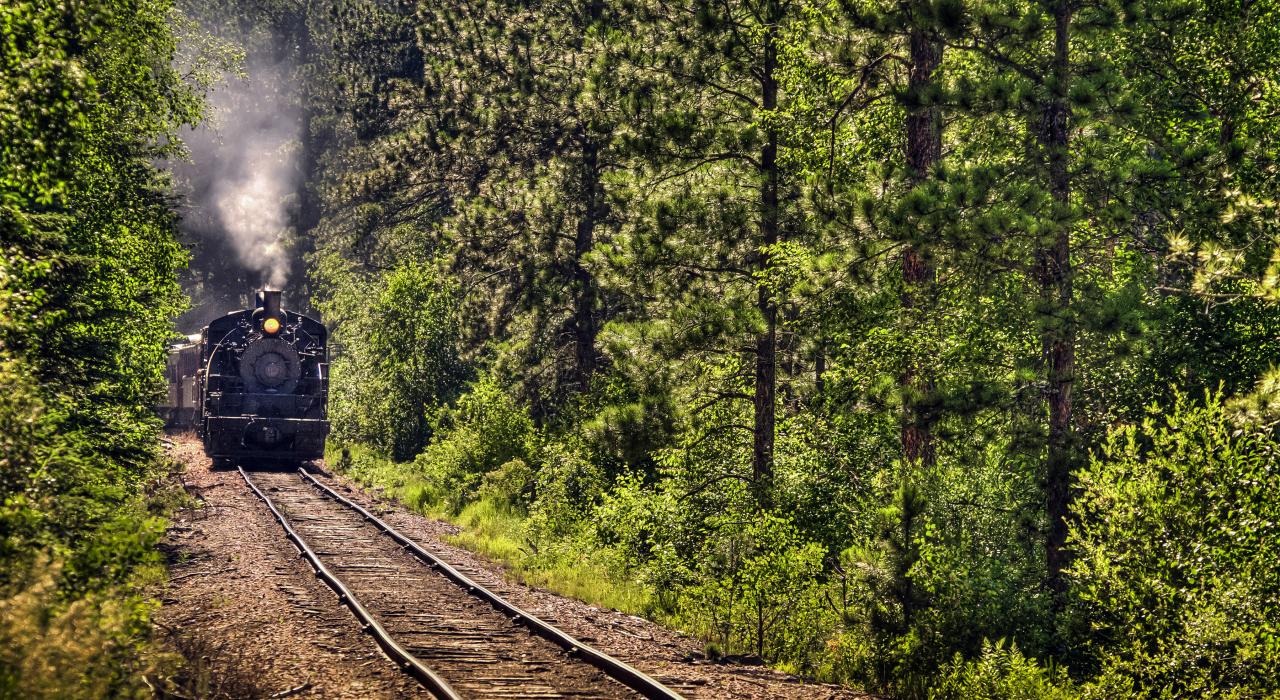 Train on railroad tracks Train on railroad tracks
