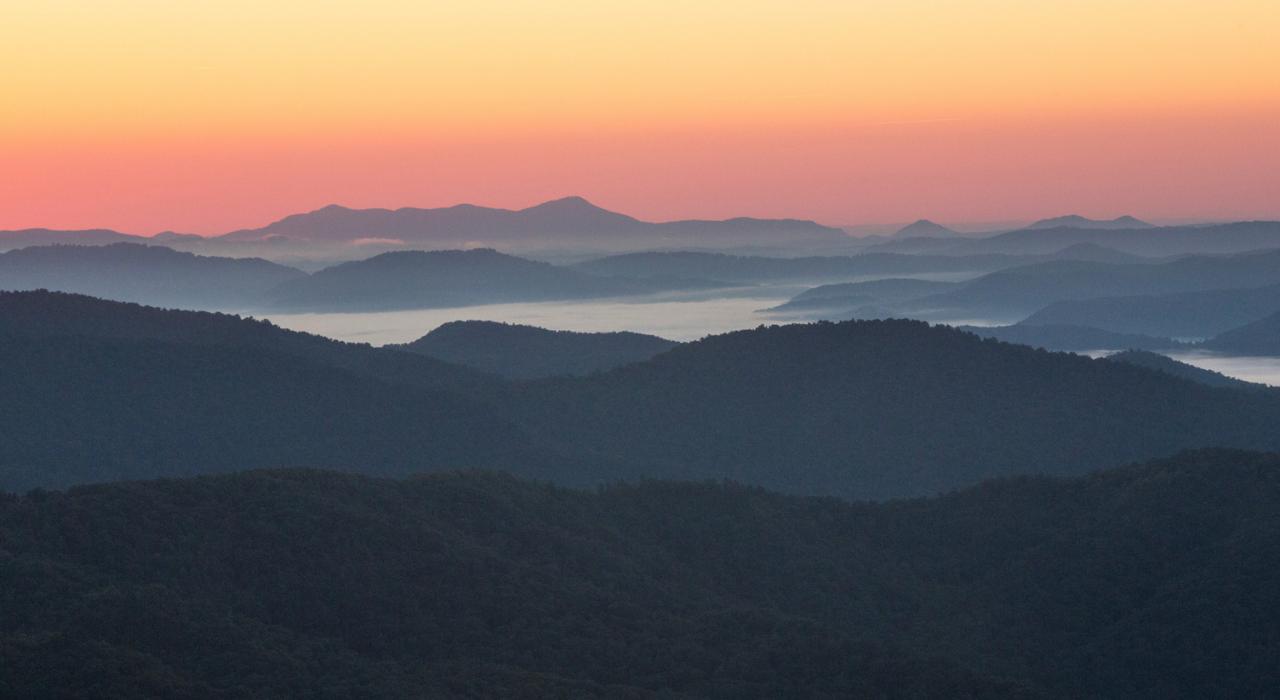 Mountain sunset on the Blue Ridge Parkway Mountain sunset on the Blue Ridge Parkway