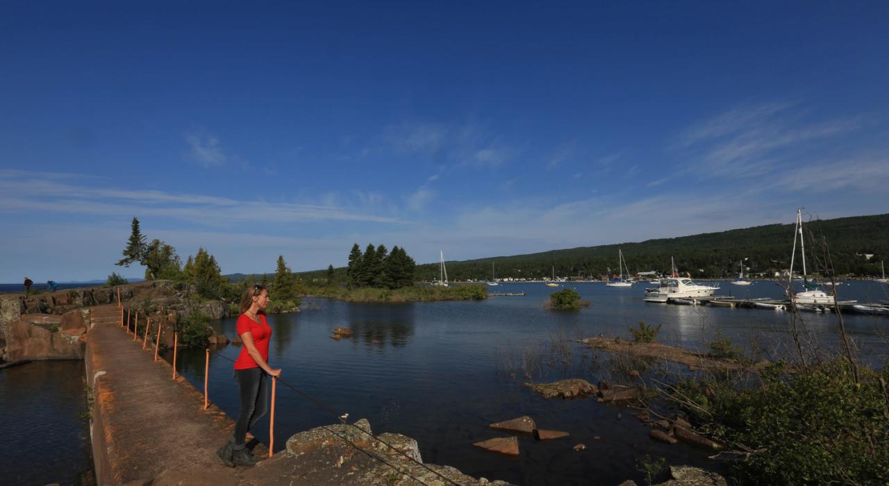 An overlook at Grand Marais Harbor on the North Shore of Lake Superior An overlook at Grand Marais Harbor on the North Shore of Lake Superior