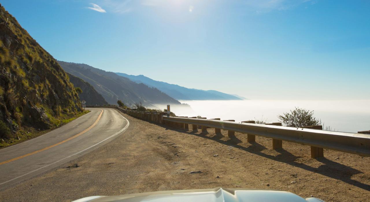 Mountain and ocean views along the Pacific Coast Highway in California Mountain and ocean views along the Pacific Coast Highway in California