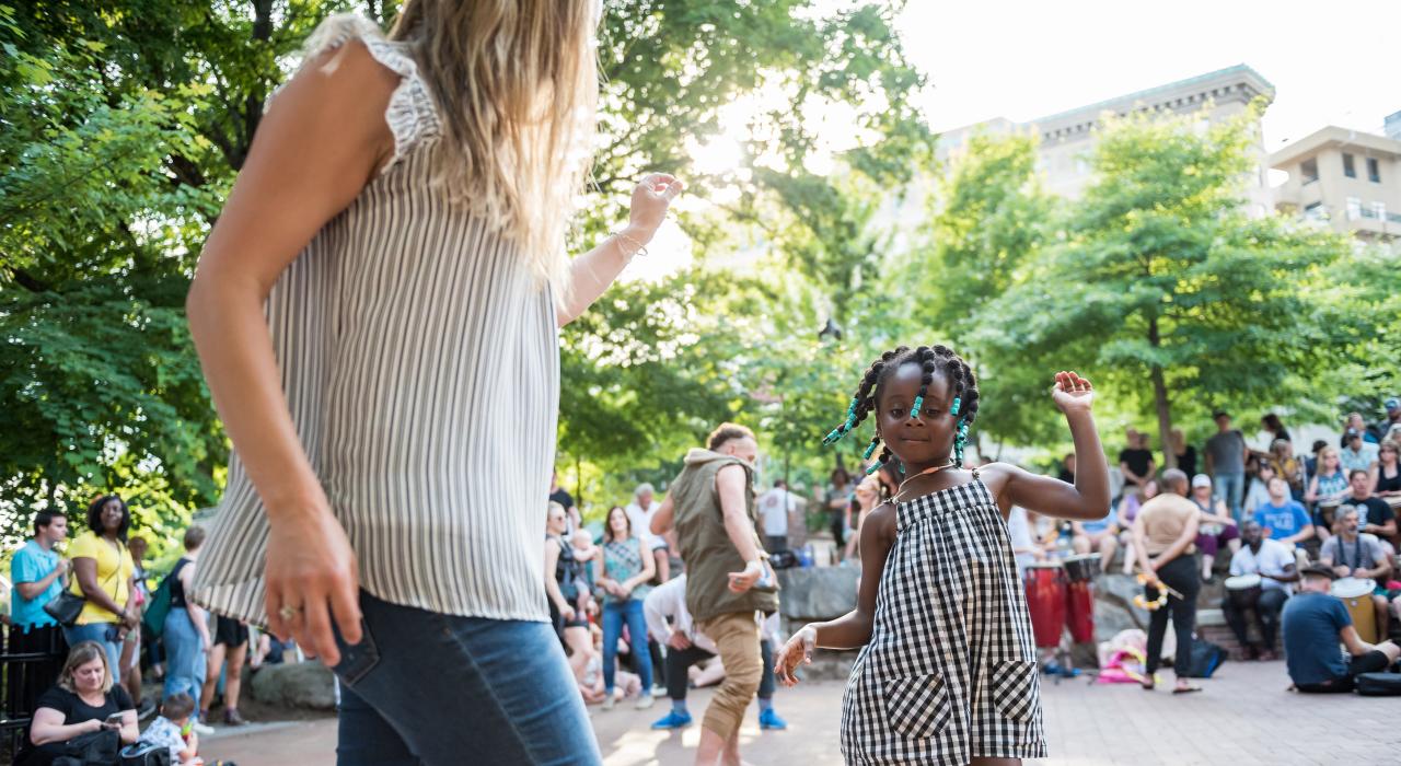 Dancing at a drum circle in Asheville, North Carolina Dancing at a drum circle in Asheville, North Carolina