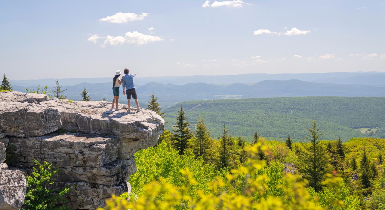 Hikers overlooking Dolly Sods Wilderness in West Virginia Hikers overlooking Dolly Sods Wilderness in West Virginia