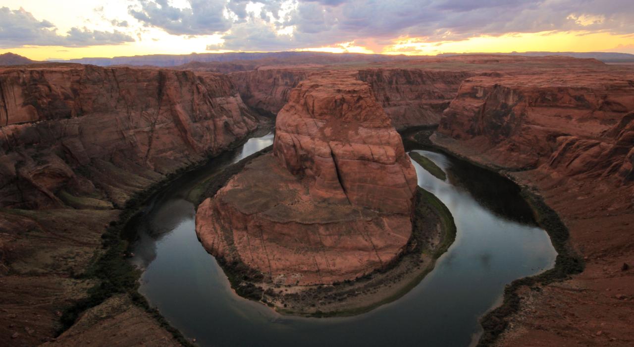 Aerial view of Horseshoe Bend in the Glen Canyon National Recreational Area near Page, Arizona Aerial view of Horseshoe Bend in the Glen Canyon National Recreational Area near Page, Arizona