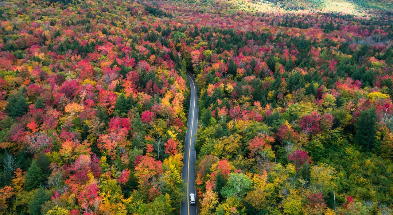 Aerial view of the White Mountains of New Hampshire in autumn Aerial view of the White Mountains of New Hampshire in autumn