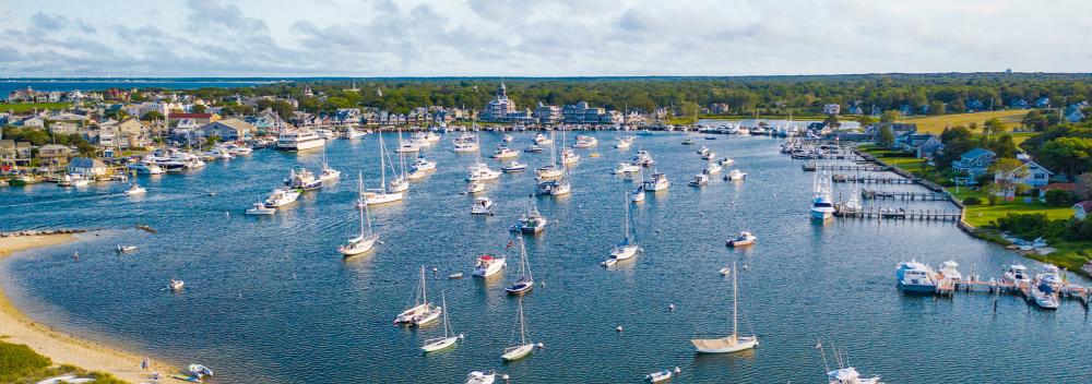 Sailboats on the water in Martha's Vineyard, Massachusetts