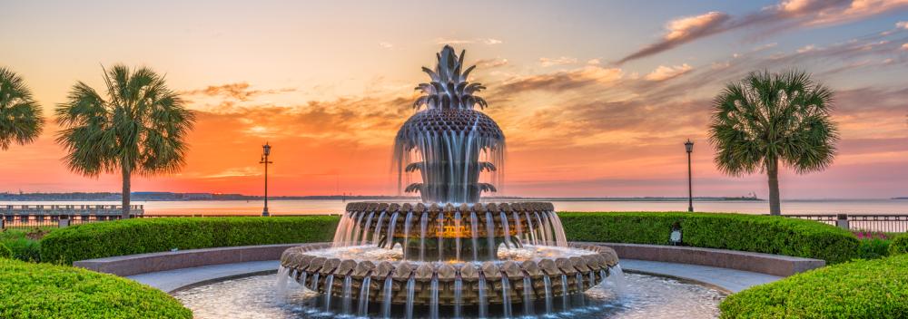 The Pineapple Fountain at Waterfront Park in Charleston, South Carolina