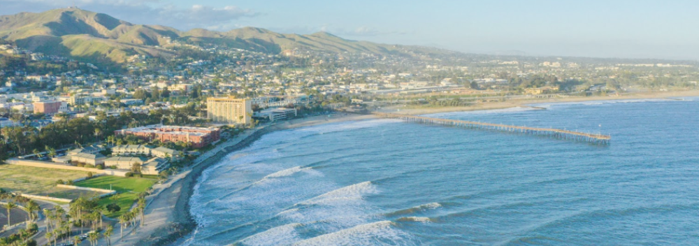 Ventura Beach Pier on the coast of Ventura, California