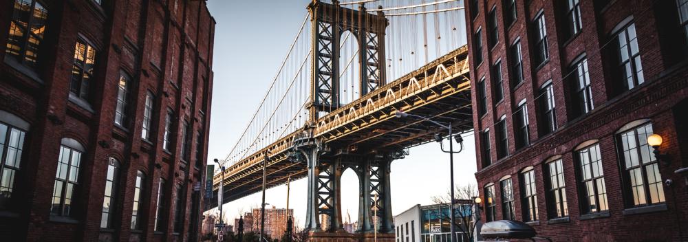 View of the Manahattan Bridge from Brooklyn, a burough of New York City
