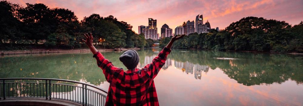 Taking in views of the Atlanta, Georgia skyline