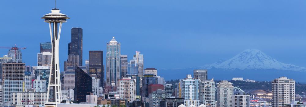 The Space Needle and the Seattle, Washington, skyline