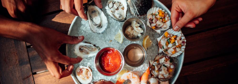 Oysters and ceviche on ice in Massachusetts