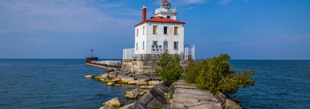 Fairpoint Harbor West Breakwater Lighthouse on Lake Erie