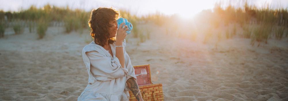 Taking a photo of the pristine sands in Rehoboth Beach, Delaware