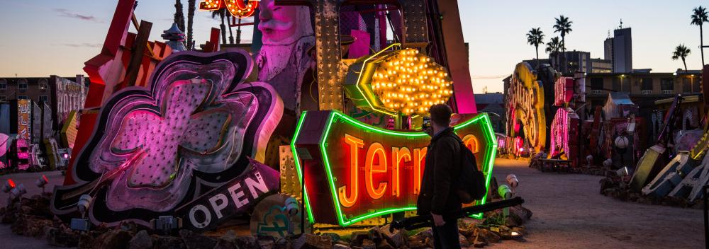 Photographing vintage signs at the Neon Museum in Las Vegas, Nevada