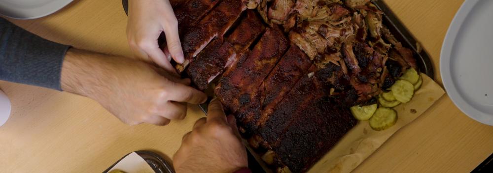 Dining on barbecue in Kansas City, Missouri
