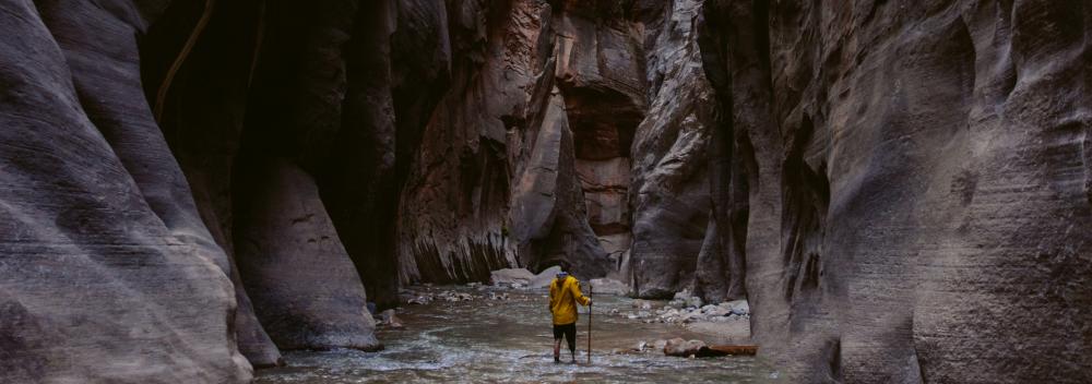 Hiking through The Narrows in Zion National Park, Utah